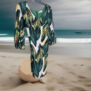 Tropical Leaf Print Dress